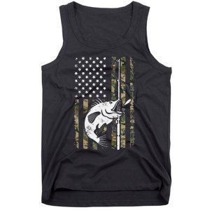 Camouflage American Flag Bass Fishing Gift Fisherman Tank Top