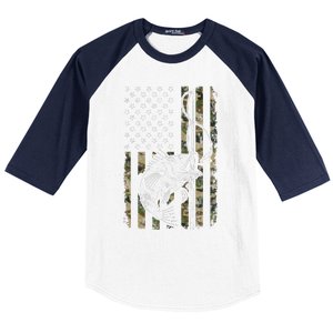 Camouflage American Flag Bass Fishing Gift Fisherman Baseball Sleeve Shirt