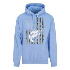 Camouflage American Flag Bass Fishing Gift Fisherman Unisex Surf Hoodie