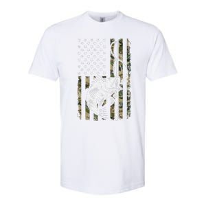 Camouflage American Flag Bass Fishing Gift Fisherman Softstyle CVC T-Shirt