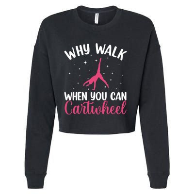 Cartwheel Art For Wo Girls Gymnast Gymnastics Tumbling Cropped Pullover Crew