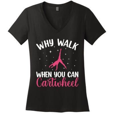 Cartwheel Art For Wo Girls Gymnast Gymnastics Tumbling Women's V-Neck T-Shirt