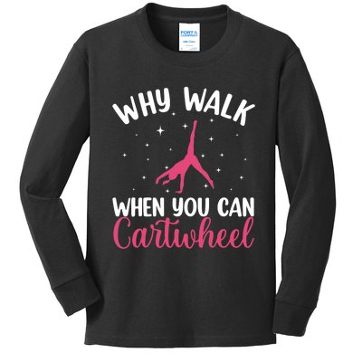 Cartwheel Art For Wo Girls Gymnast Gymnastics Tumbling Kids Long Sleeve Shirt