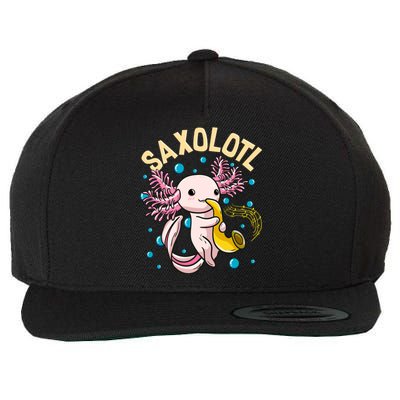 Cute And Funny Saxolotl Adorable Sax Playing Axolotl Animal Gift Wool Snapback Cap