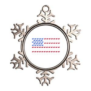 Cow American Flag 4th Of July American Memorial Day Meaningful Gift Metallic Star Ornament