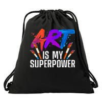 Cool Art For Men Women Art Teacher Artist Painter Superpower Drawstring Bag