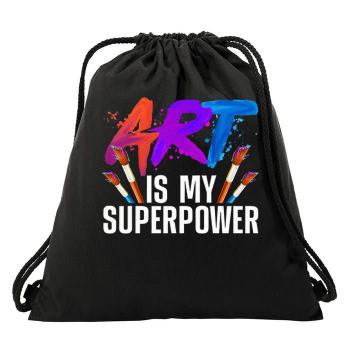 Cool Art For Men Women Art Teacher Artist Painter Superpower Drawstring Bag