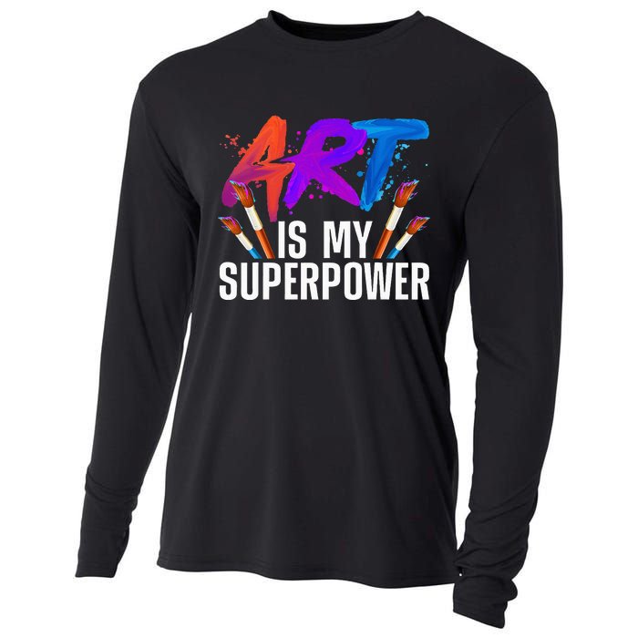 Cool Art For Men Women Art Teacher Artist Painter Superpower Cooling Performance Long Sleeve Crew