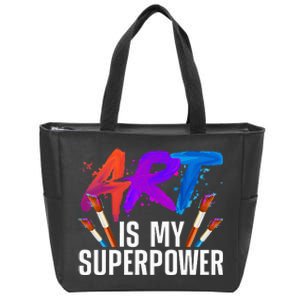 Cool Art For Men Women Art Teacher Artist Painter Superpower Zip Tote Bag