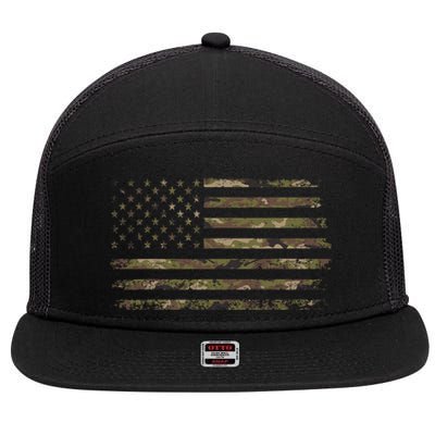 Camo American Flag Usa Camouflage 7 Panel Mesh Trucker Snapback Hat