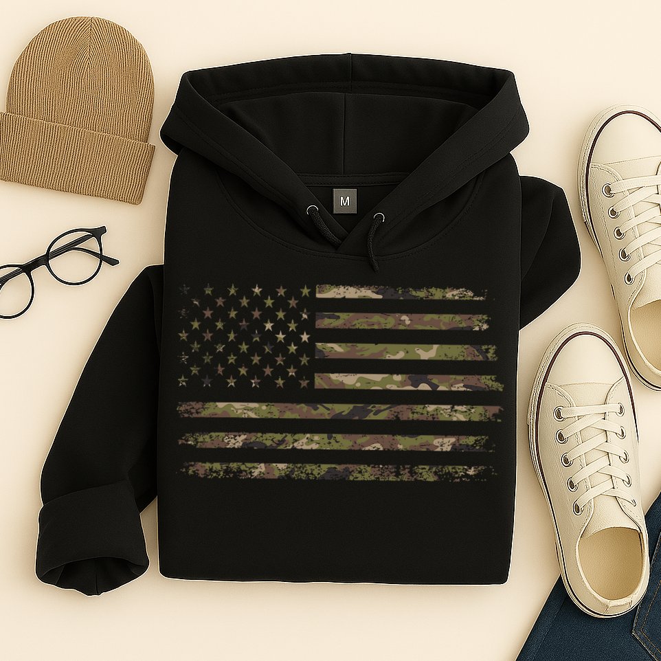 Camo American Flag Usa Camouflage Hoodie