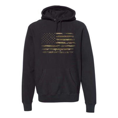 Camo American Flag Usa Camouflage Premium Hoodie