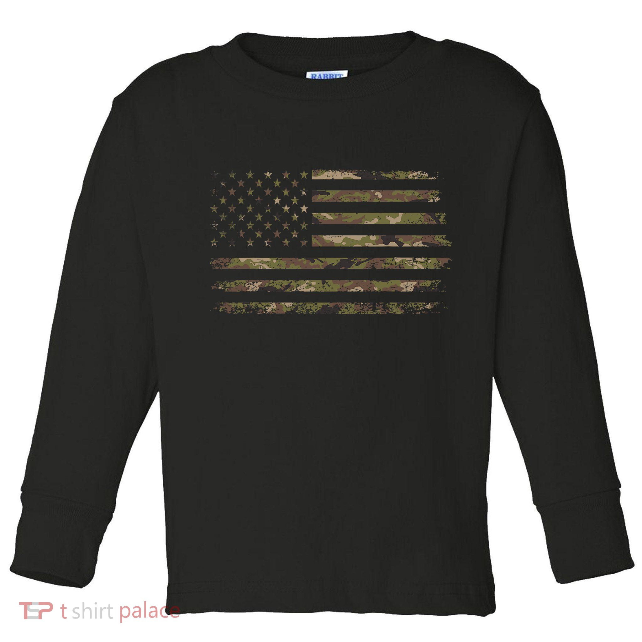 Camo American Flag Usa Camouflage Toddler Long Sleeve Shirt