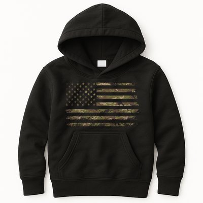 Camo American Flag Usa Camouflage Kids Hoodie