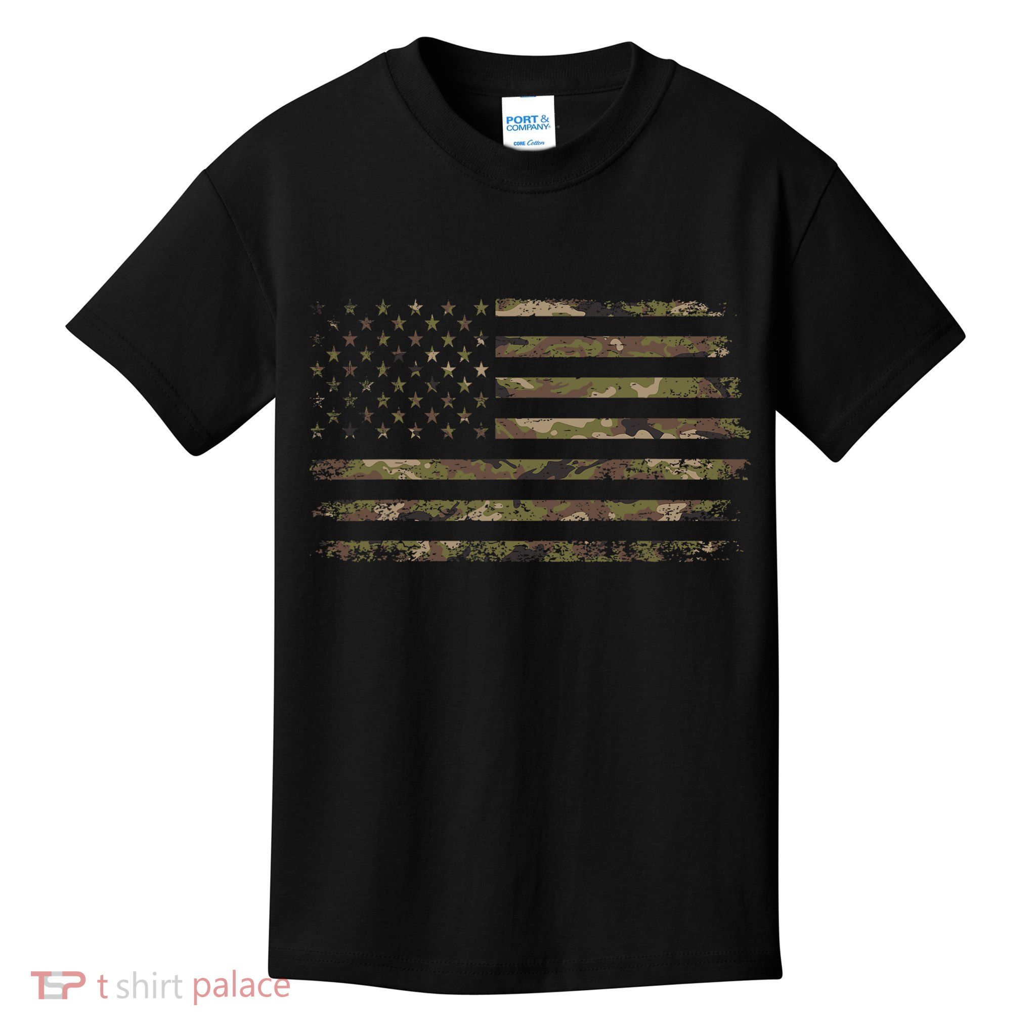 Camo American Flag Usa Camouflage Kids T-Shirt