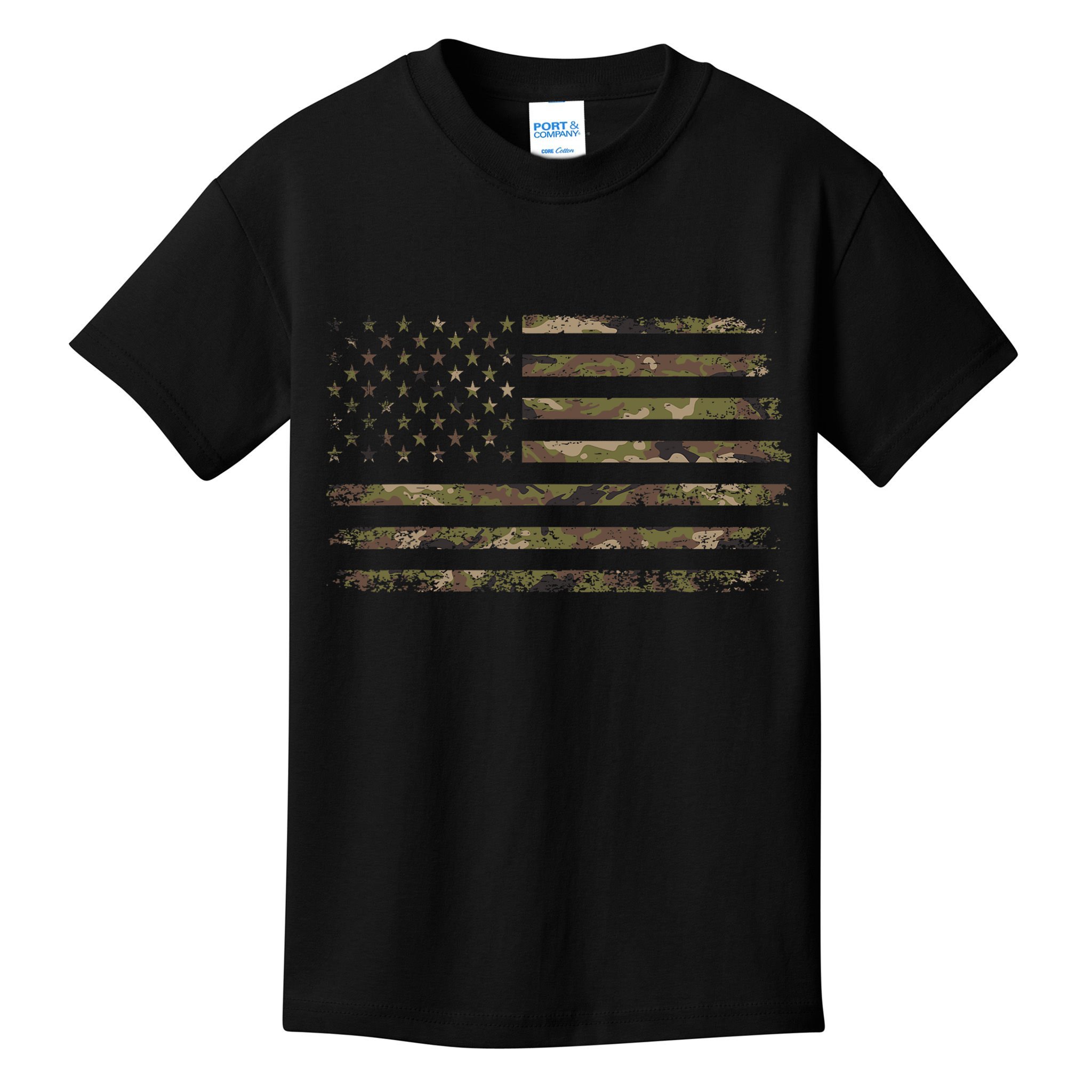 Camo American Flag Usa Camouflage Kids T-Shirt