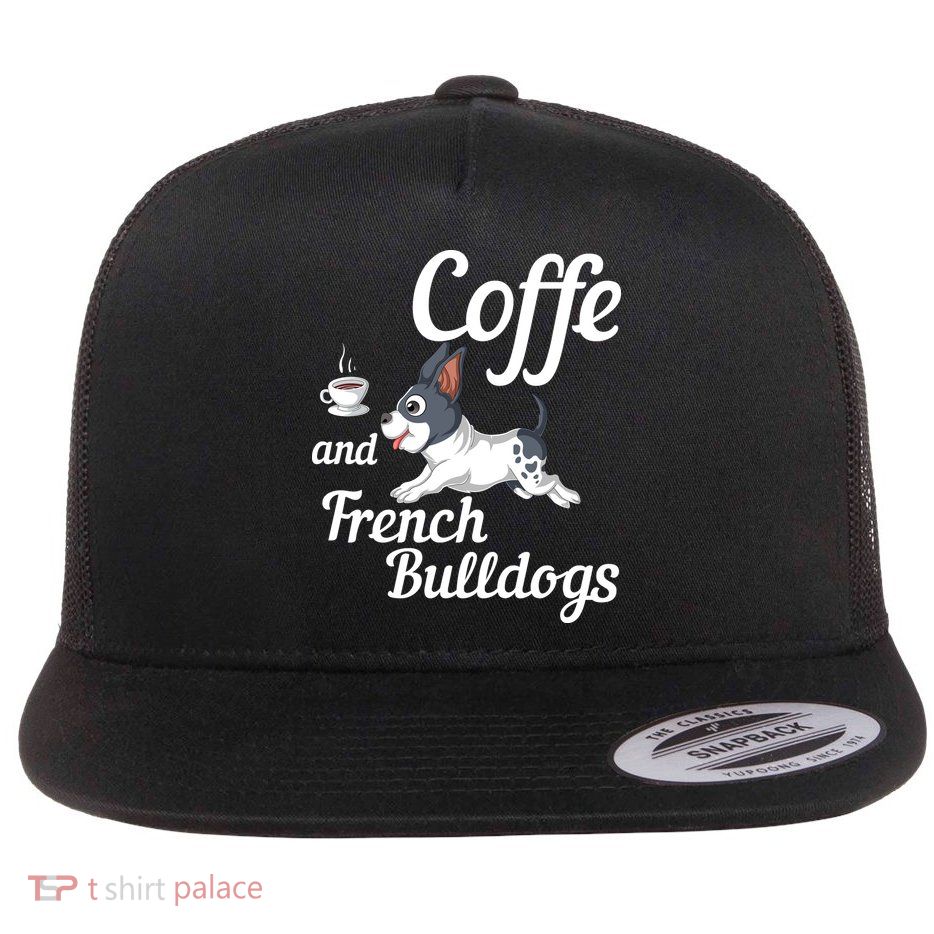 Coffee And French Bulldogs Flat Bill Trucker Hat