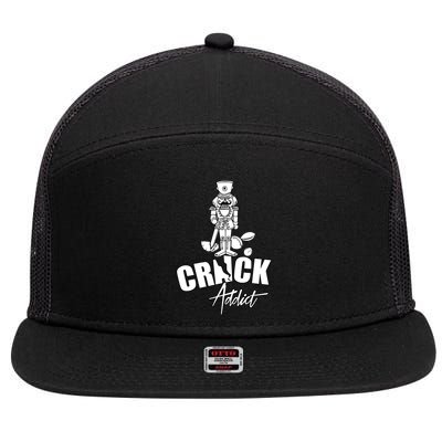 Crack Addict Funny Nutcracker Christmas Sayings 7 Panel Mesh Trucker Snapback Hat