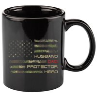 Camouflage American Flag Husband Dad Protector Hero Father 11oz C Handle Ceramic Mug