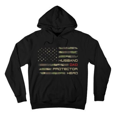 Camouflage American Flag Husband Dad Protector Hero Father Tall Hoodie
