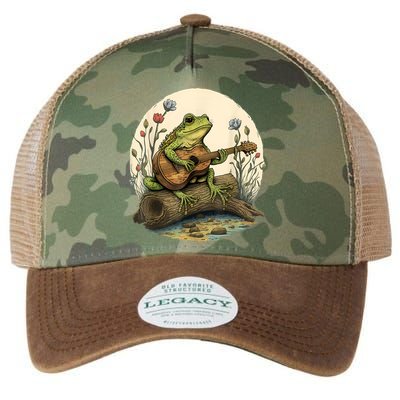 Cottagecore Aesthetic Frog Playing Banjo On Mushroom Legacy Tie Dye Trucker Hat