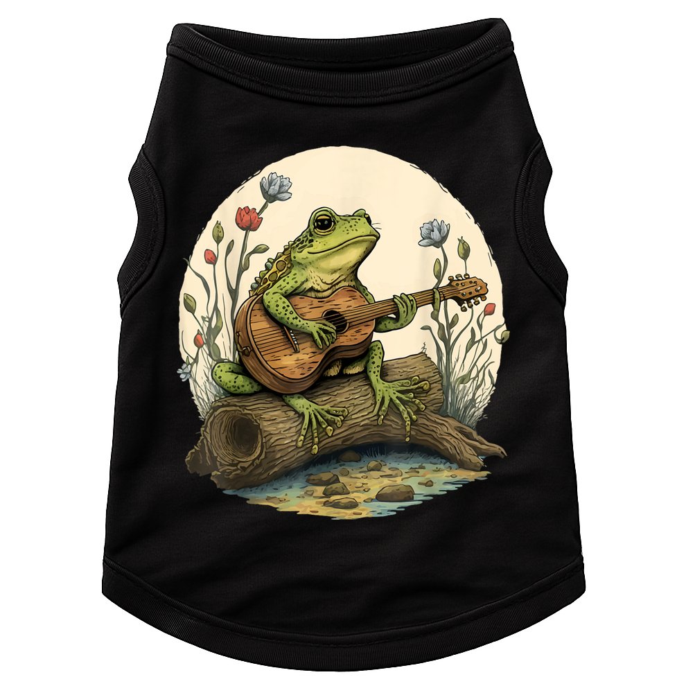 Cottagecore Aesthetic Frog Playing Banjo On Mushroom Doggie Tank