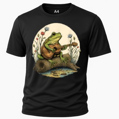 Cottagecore Aesthetic Frog Playing Banjo On Mushroom Performance Shirt