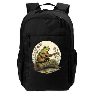 Cottagecore Aesthetic Frog Playing Banjo On Mushroom Backpack