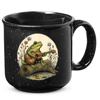 Cottagecore Aesthetic Frog Playing Banjo On Mushroom 15oz Campfire Ceramic Mug