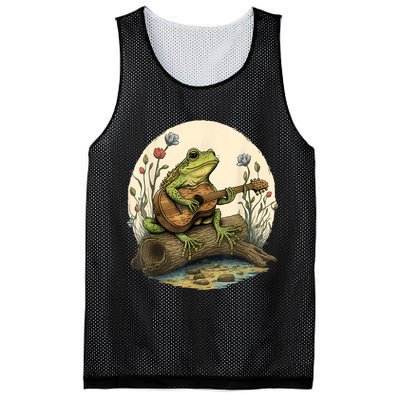 Cottagecore Aesthetic Frog Playing Banjo On Mushroom Mesh Reversible Basketball Jersey Tank