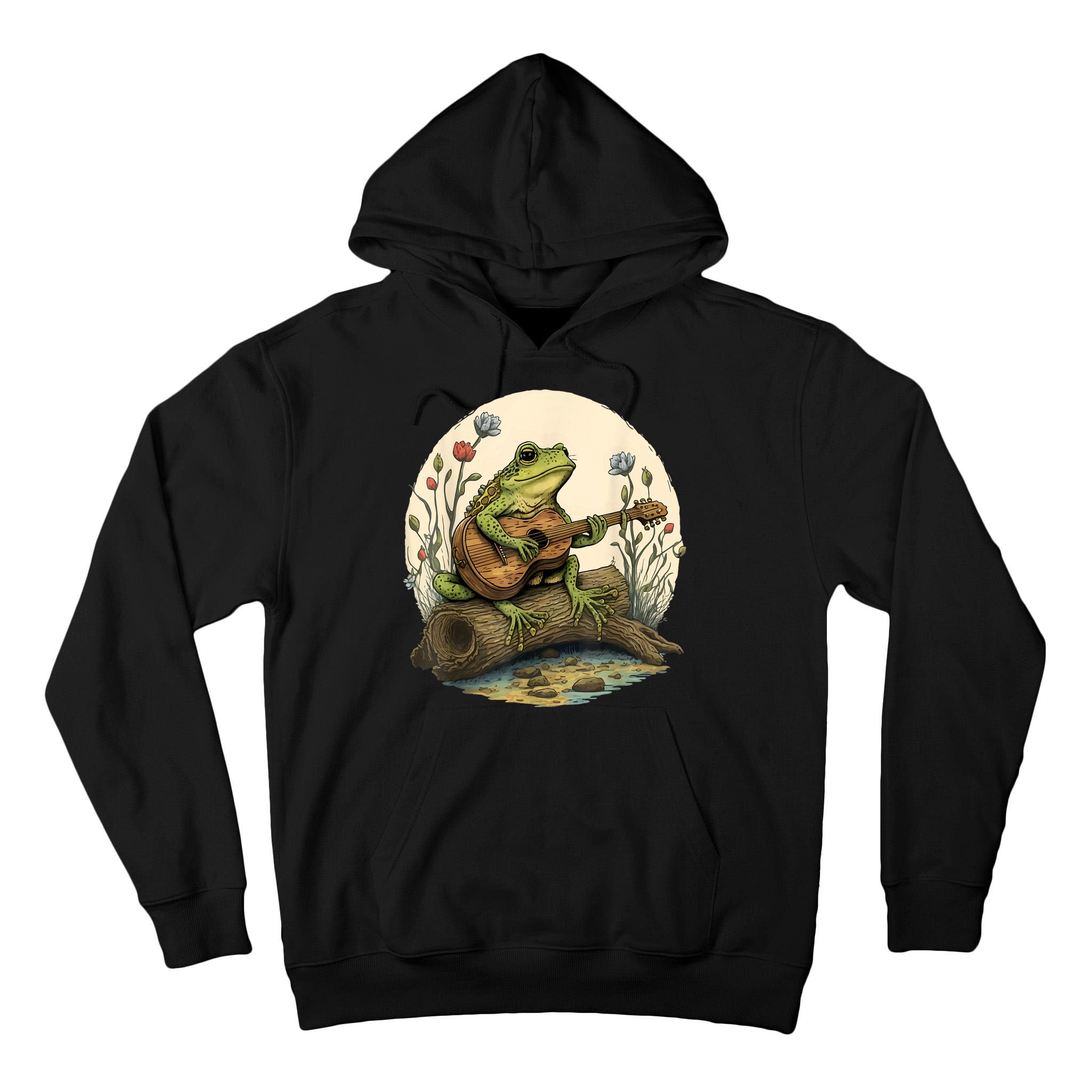 Cottagecore Aesthetic Frog Playing Banjo On Mushroom Tall Hoodie