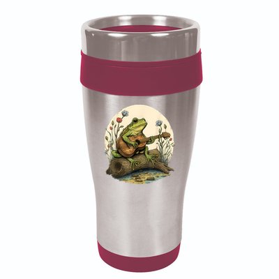 Cottagecore Aesthetic Frog Playing Banjo On Mushroom 16oz Travel Tumbler