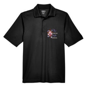 Cross And Flower There Is Power In The Name Of Jesus Christ Men's Origin Performance Pique Polo