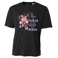 Cross And Flower There Is Power In The Name Of Jesus Christ Cooling Performance Crew T-Shirt