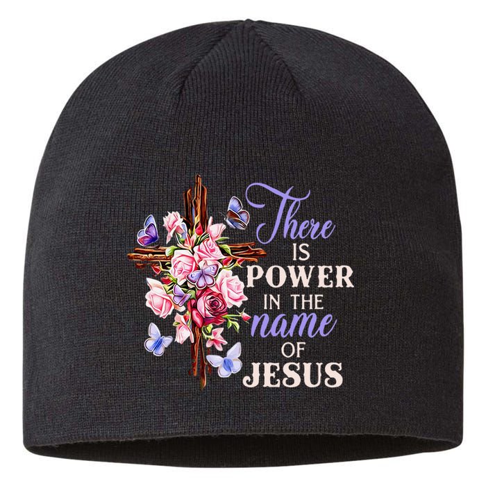 Cross And Flower There Is Power In The Name Of Jesus Christ Sustainable Beanie