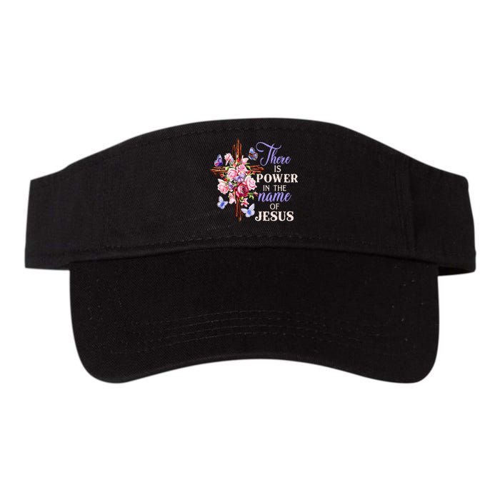 Cross And Flower There Is Power In The Name Of Jesus Christ Valucap Bio-Washed Visor