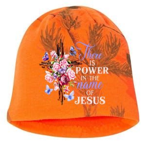 Cross And Flower There Is Power In The Name Of Jesus Christ Kati - Camo Knit Beanie