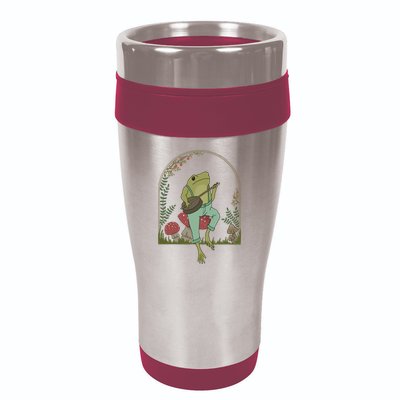 Cottagecore Aesthetic Frog Playing Banjo on Mushroom Cute 16oz Travel Tumbler