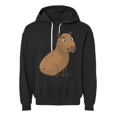 Cute And Funny Capybara Meme Garment-Dyed Fleece Hoodie