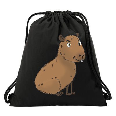 Cute And Funny Capybara Meme Drawstring Bag