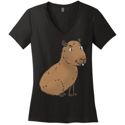 Cute And Funny Capybara Meme Women's V-Neck T-Shirt
