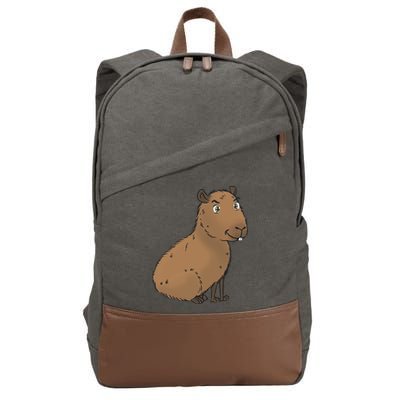 Cute And Funny Capybara Meme Cotton Canvas Backpack