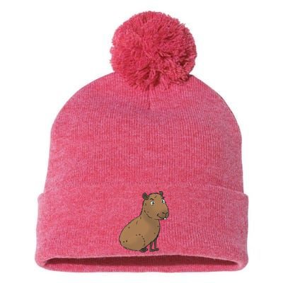 Cute And Funny Capybara Meme Pom Pom 12in Knit Beanie