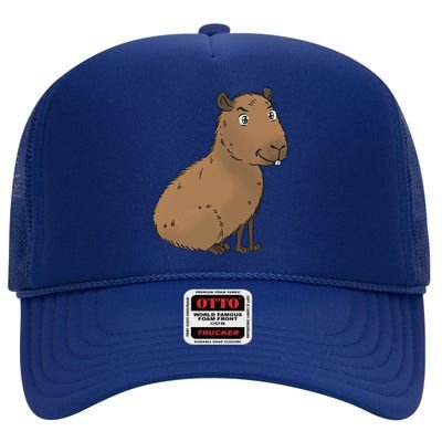 Cute And Funny Capybara Meme High Crown Mesh Back Trucker Hat