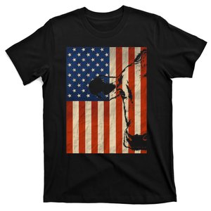 Cow American Flag Cattle Animal Lover Patriotic Gift T-Shirt