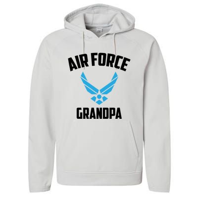 Cool Air Force Grandpa Gift Proud Us Military Veteran Gift Performance Fleece Hoodie