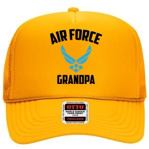 Cool Air Force Grandpa Gift Proud Us Military Veteran Gift High Crown Mesh Back Trucker Hat