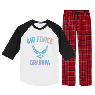 Cool Air Force Grandpa Gift Proud Us Military Veteran Gift Raglan Sleeve Pajama Set