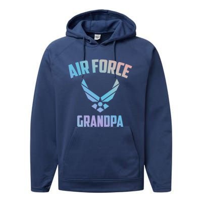 Cool Air Force Grandpa Gift Proud Us Military Veteran Gift Performance Fleece Hoodie