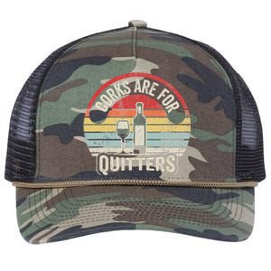 Corks Are For Quitters Wine Lover Retro Rope Trucker Hat Cap